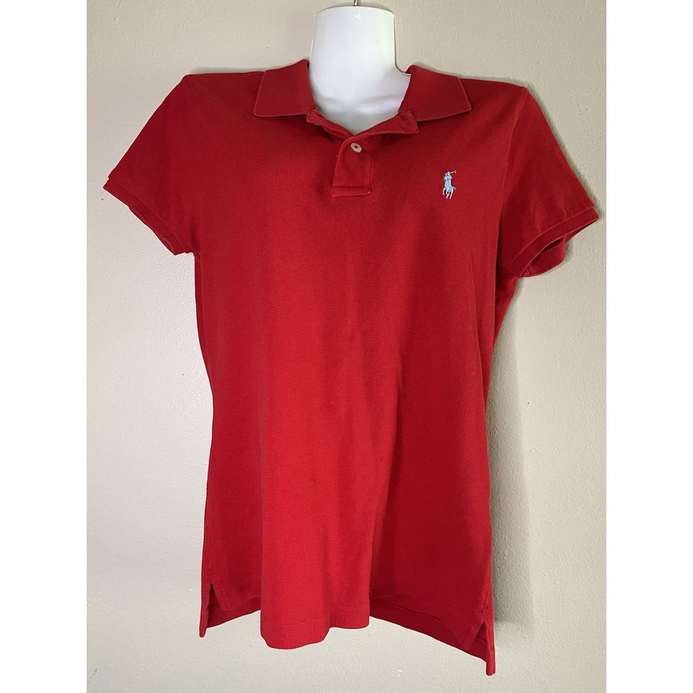 Ralph Lauren Polo Shirt M Red Skinny Fit 100% Cotton Short Sleeve